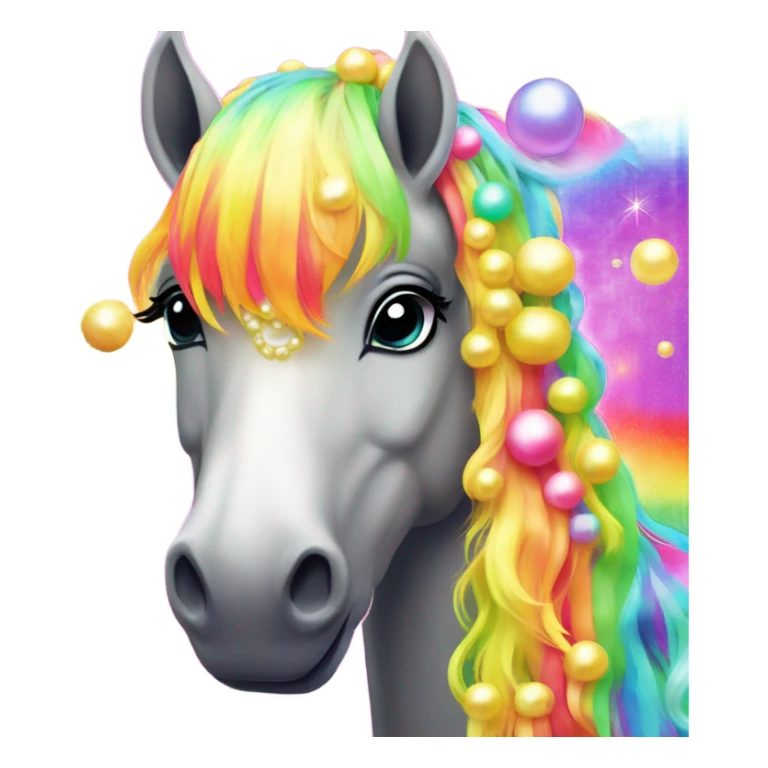 Lisa frank horse with pearls in rainbow hair sticker