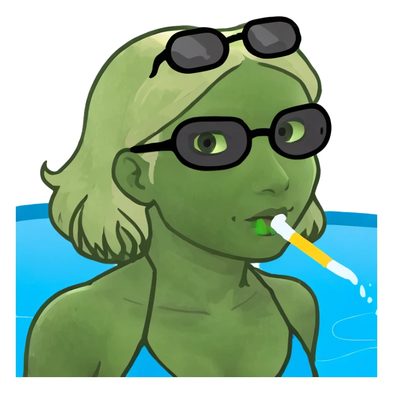 beautiful blonde girl swim in pool sticker