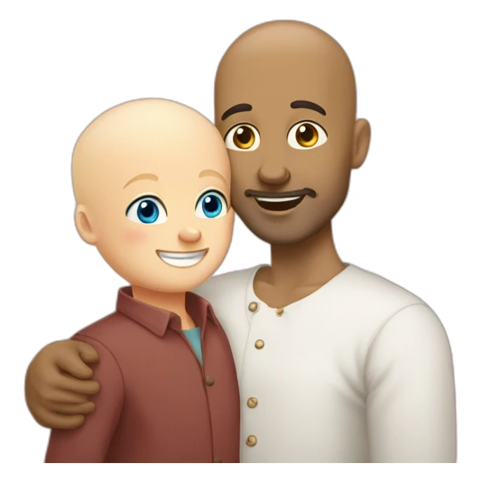 Hungarian 50s blond blue eyes bald man hugs African bald 50s man sticker