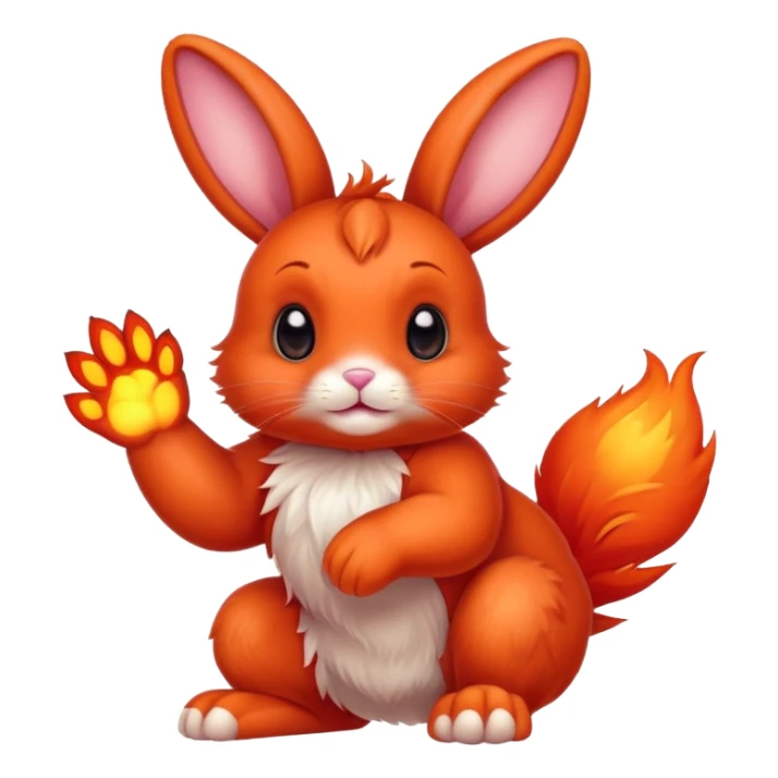 cute red bunny rabbit with fire paws and fiery appearance sticker