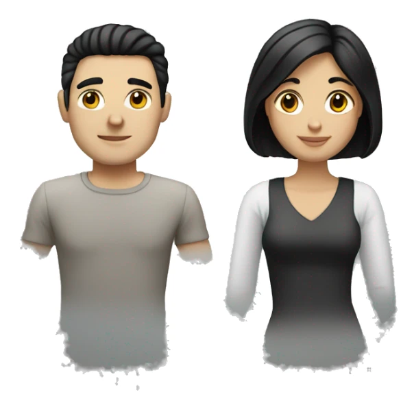 White couple with black hair sticker