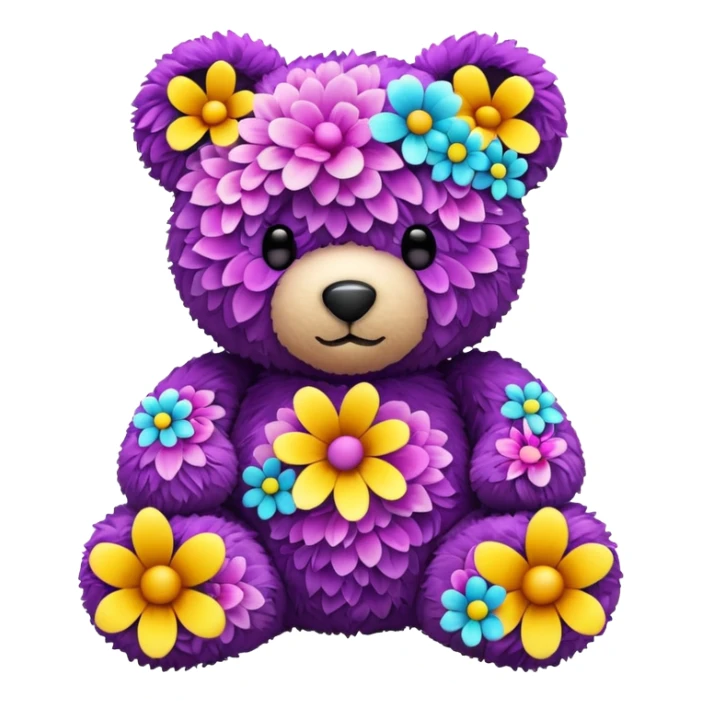 Floral teddy bear sticker