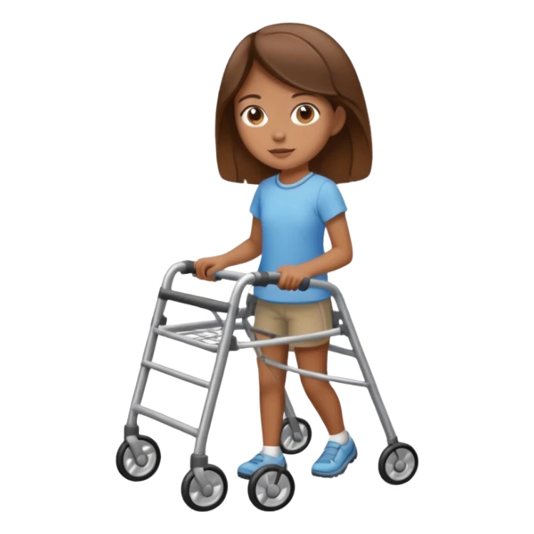 Cripple brown hair girl with walker sticker