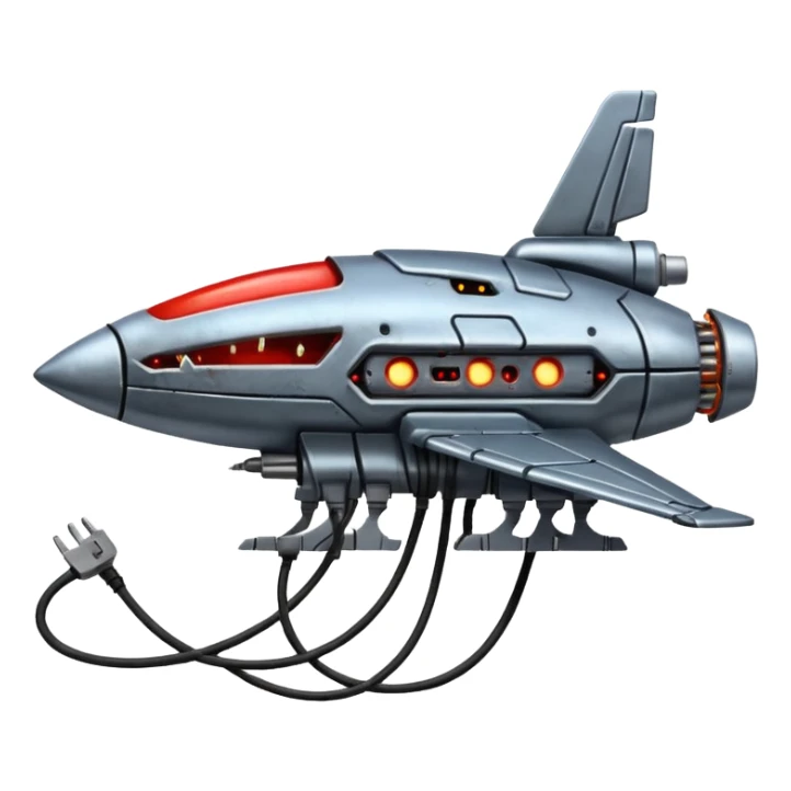 A spaceship in a distopian future, In the style of your bleeding skull art sticker
