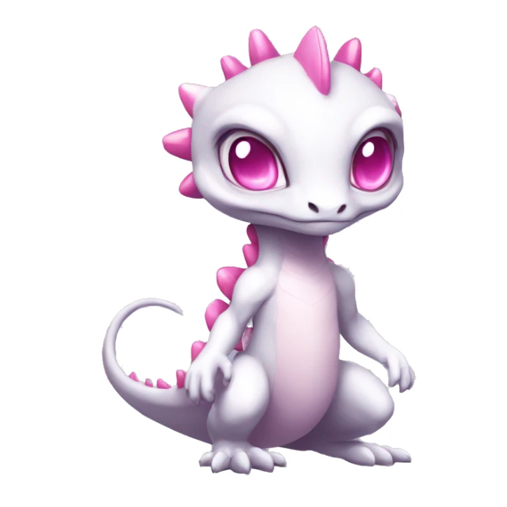 White, Shiny, Chibi, White, Anthro-Sona-Lizard-Alien-Salazzle-Fakémon, with pink eyes, Full Body sticker