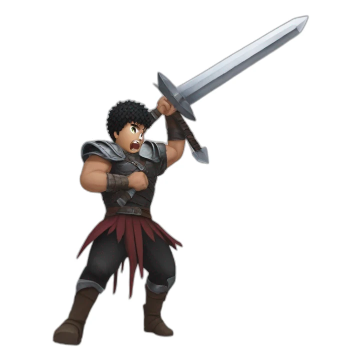 angry berserk guts carrying a huge sword on his shoulder sticker