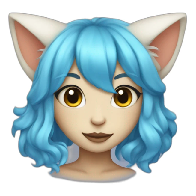 mysterious light skinned cat girl with blue hair sticker