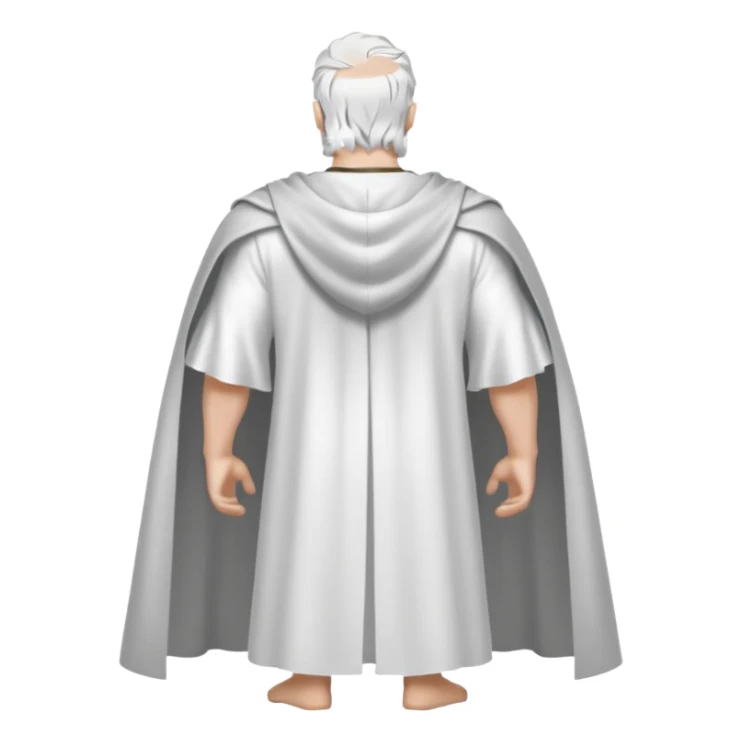 fullbody silverhair god ZEUS, white cape, standing still backview sticker