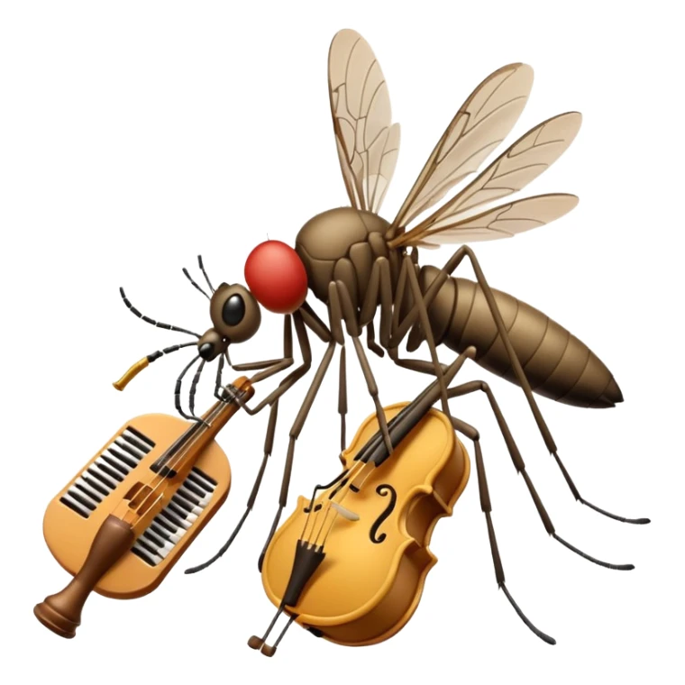 Mosquito playing instrument next to ear sticker