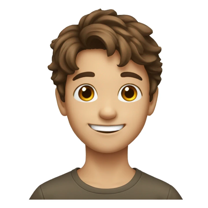 9 years old boy with brown hair and smiling sticker