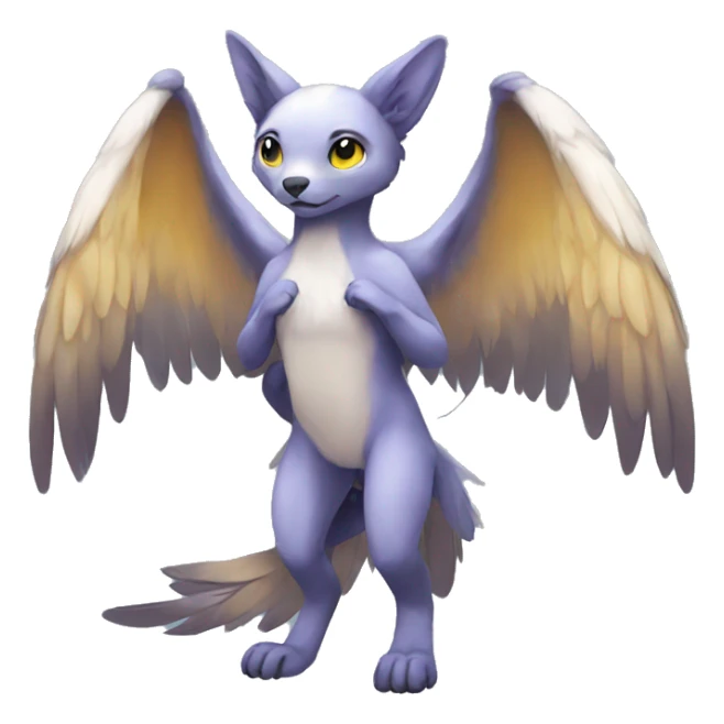 Anthro shy winged animal hybrid full body sticker