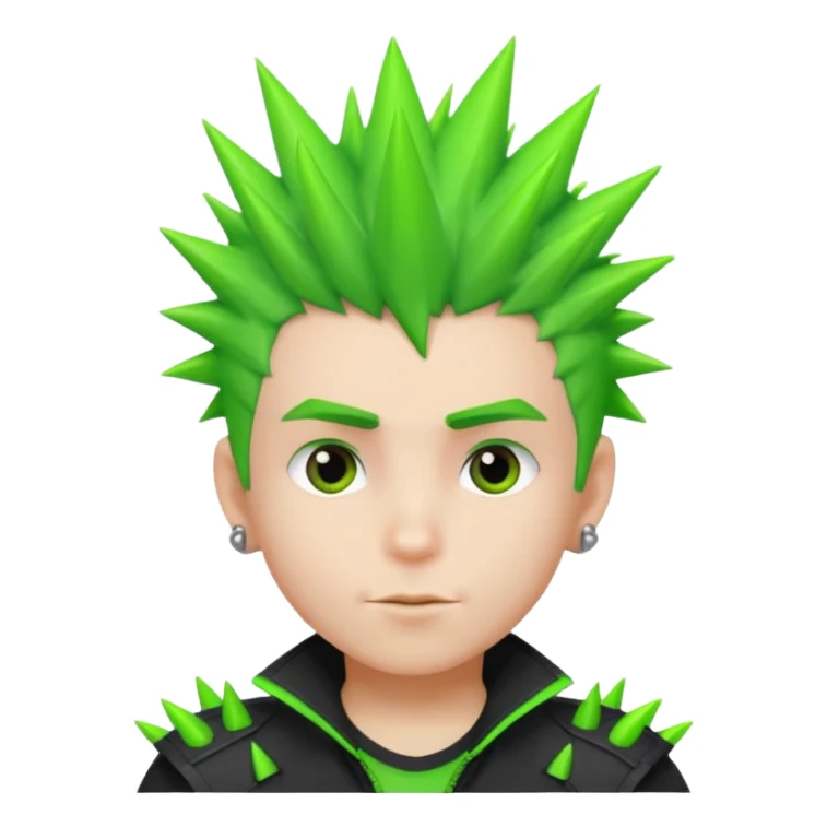 Boy with Neon Spiky Hair – bright green spikes, confident pose. sticker