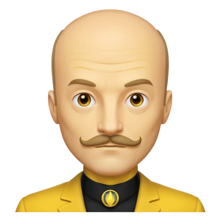 dc sinestro yellow outfit with mustache and balding head sticker