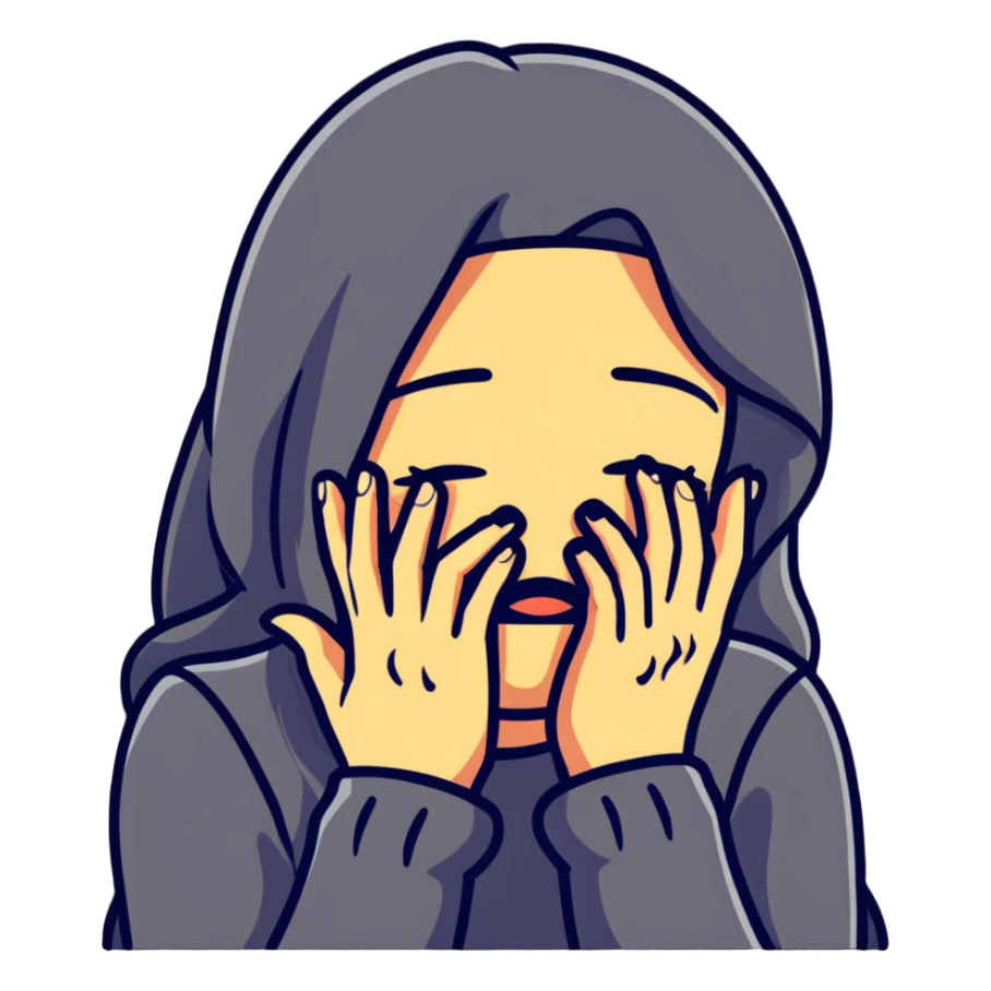 crying woman covering her face with hands sticker