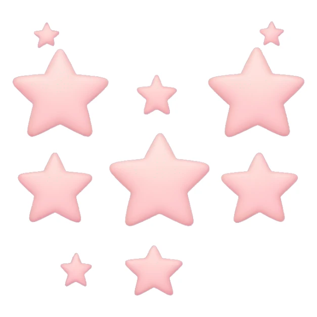 Three small pink , five-pointed stars grouped together. The stars have a slightly elongated shape, giving them a twinkling effect. They vary in size, with the largest star in the center and two smaller stars on either side.  sticker