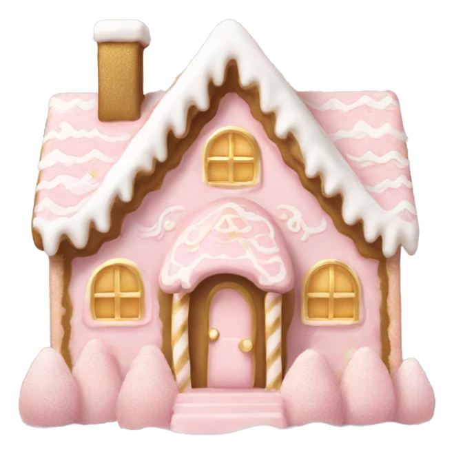 light pink and gold and white gingerbread house sticker