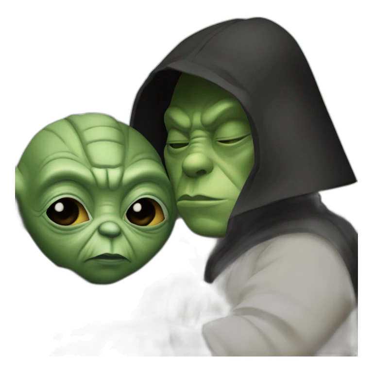 Dark vador et yoda se vaisant un calin sticker