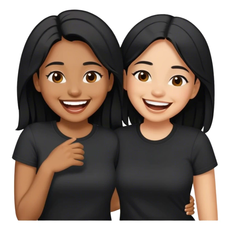 Brown colored sisters with black hair and black shirts having fun with eachother sticker