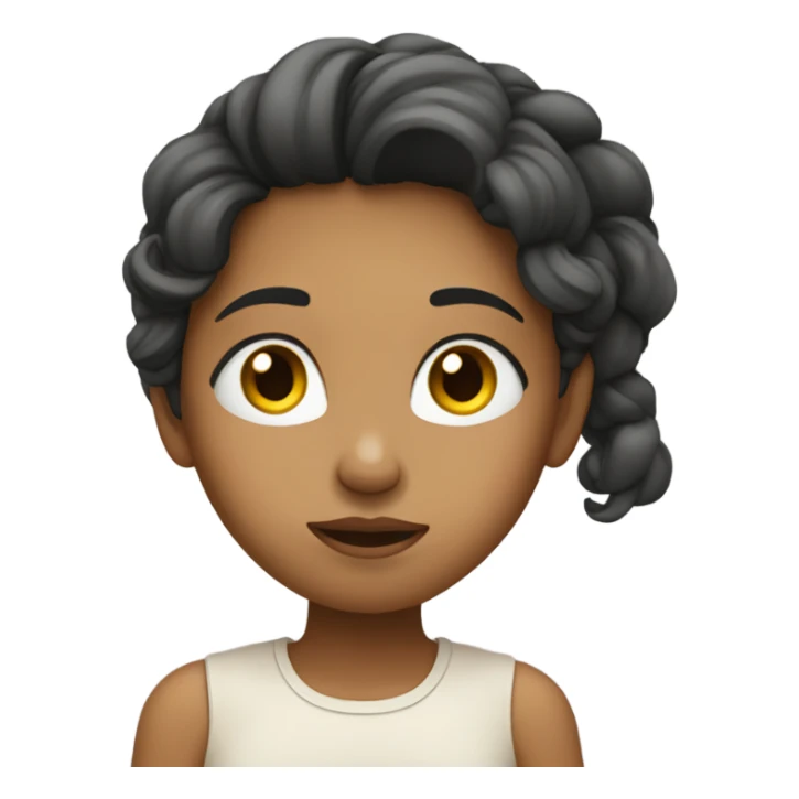 A girl in thought, looking sideways and pressing her cheek with her hand sticker