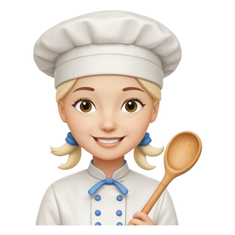 Young female baker – wearing white chef hat, holding a piping bag with cream

 sticker