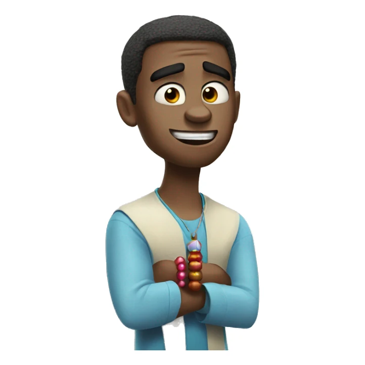 anger character from Inside out cartoon holding prayer beads sticker