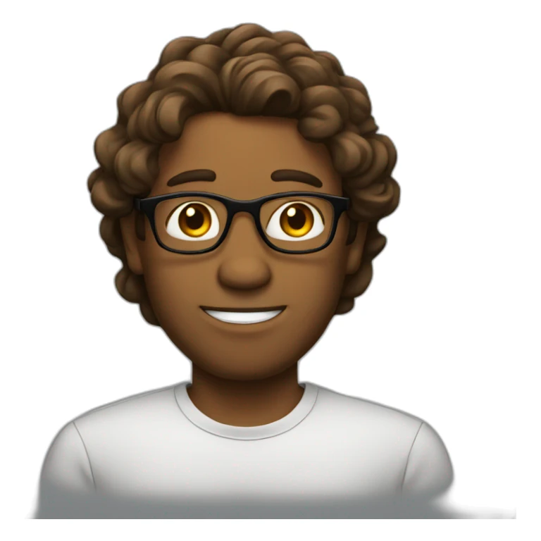 brown guy with a long wavy hairs wearing a glasses sticker