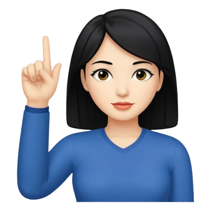 Woman with black hair sticking up one finger  sticker
