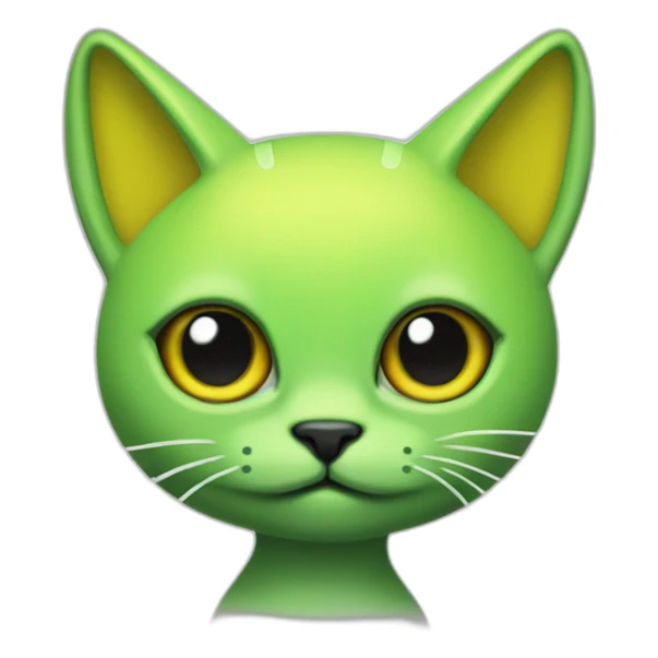Green and yellow alien cat with a tail and antennae. sticker