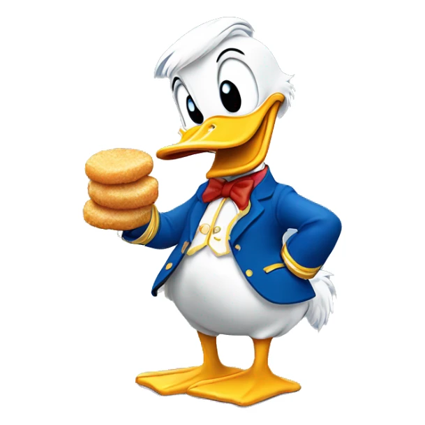 Donald Duck, eating a chicken nugget ￼ sticker