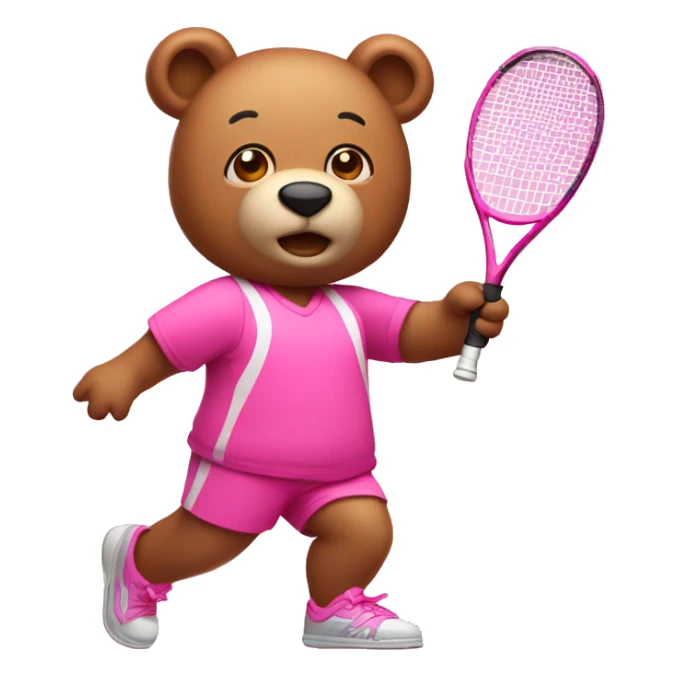 Bear playing tennis in the pink outfit  sticker