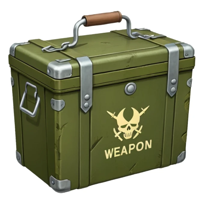 green military box with with an inscription weapon sticker