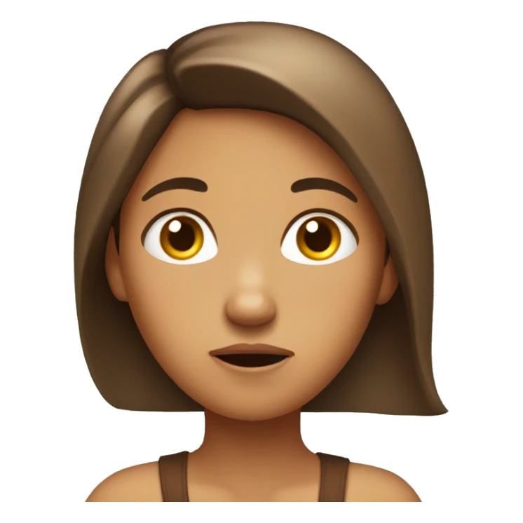 Tan Girl with long brown hair thinking with confused expression sticker