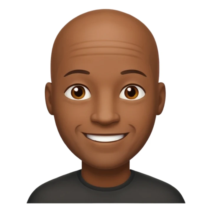 black bald man with strong and smile calm sticker