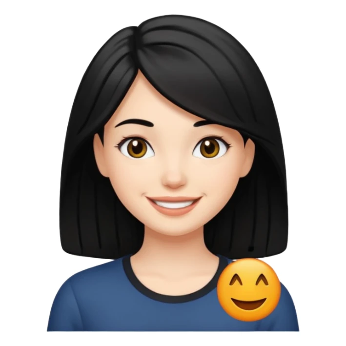 White girl with Black medium length hair sticker