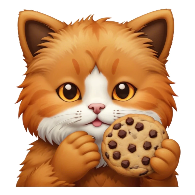 Cute cat eating a cookie next to a teddy bear  sticker