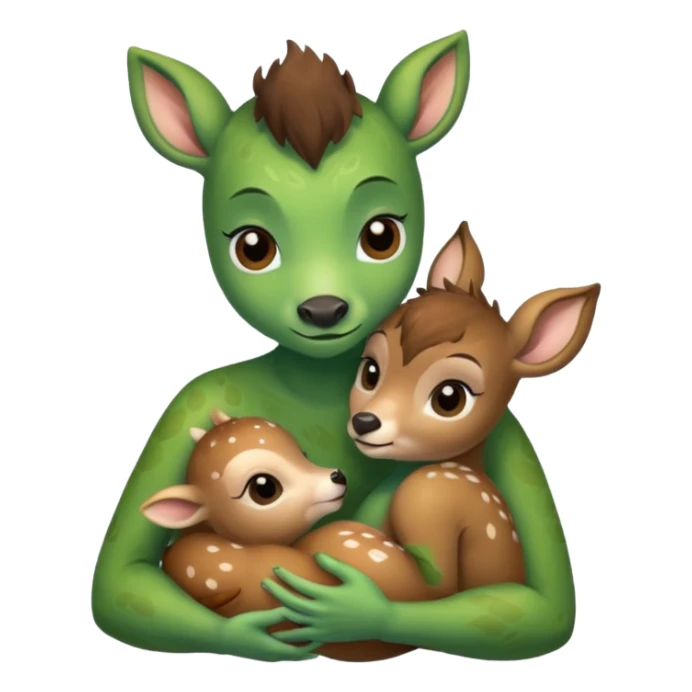 ugly monster hugging baby deer sticker