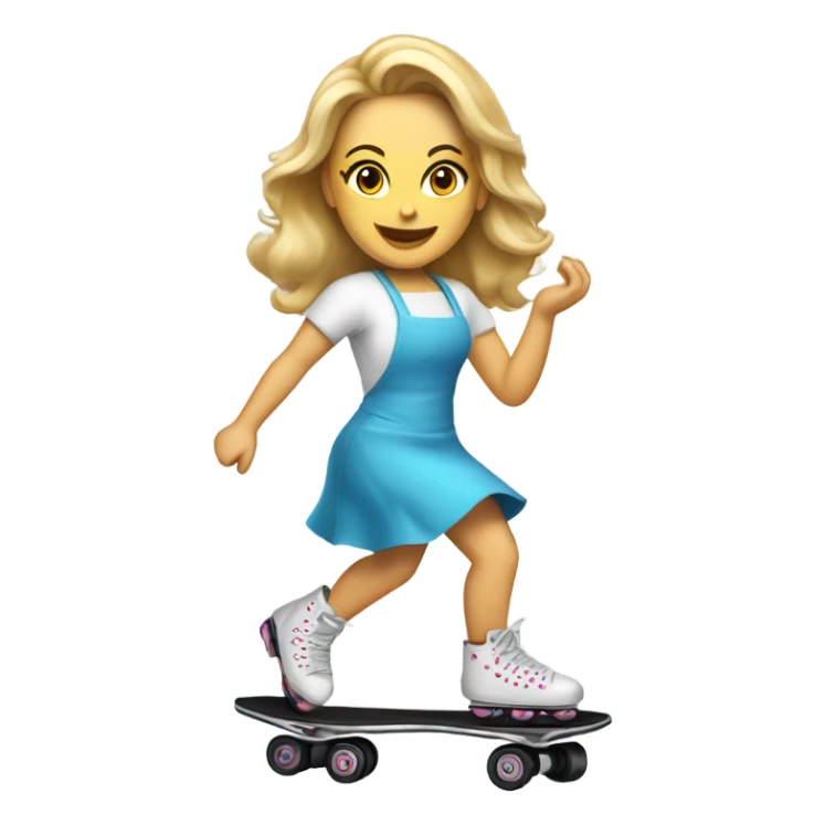 Caucasian woman on roller skate cooking pancakes sticker