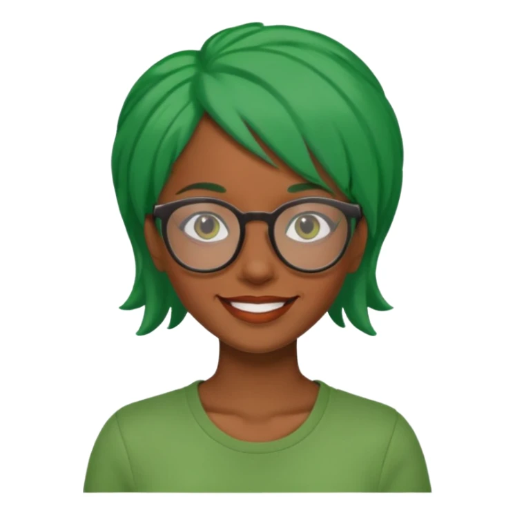 black woman with green hair and glasses sticker