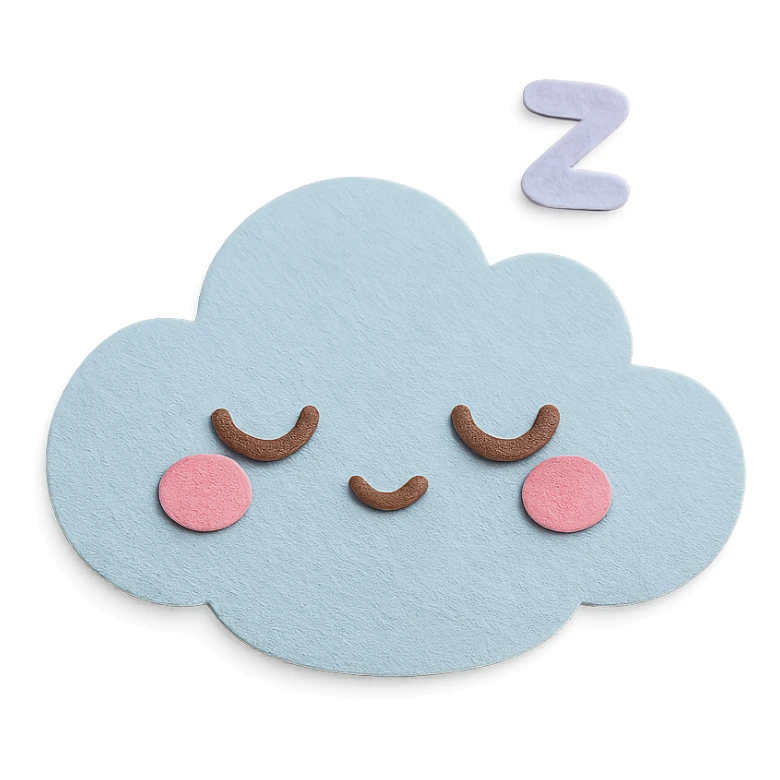 kawaii sleepy cloud, half-closed cute eyes, soft pastel colors, no limbs, full body, paper craft style sticker