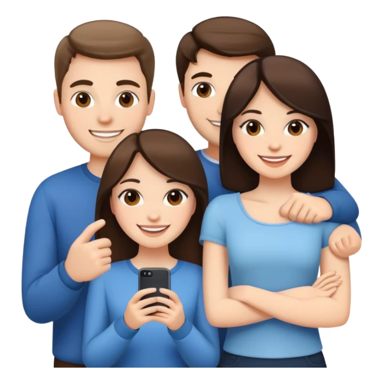 Two white, brunette girls and a white guy friends sticker