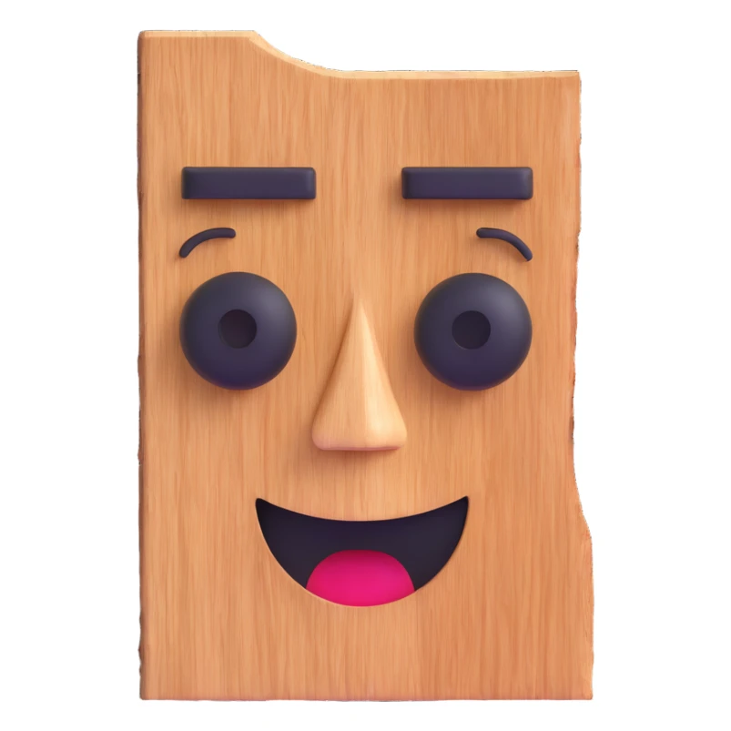 piece of wood with a face, playful and expressive sticker