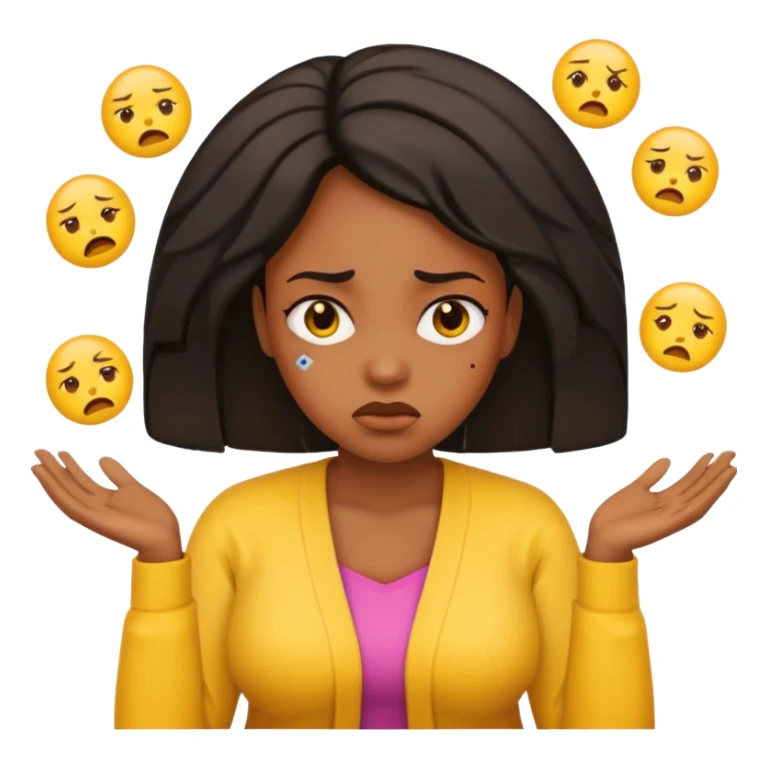 black woman puzzled unhappy shrug emoji sticker