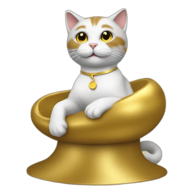cat secretary sitting on top of the gold cloud sticker