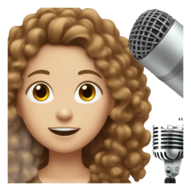 a white girl with brown curly hair singing sticker