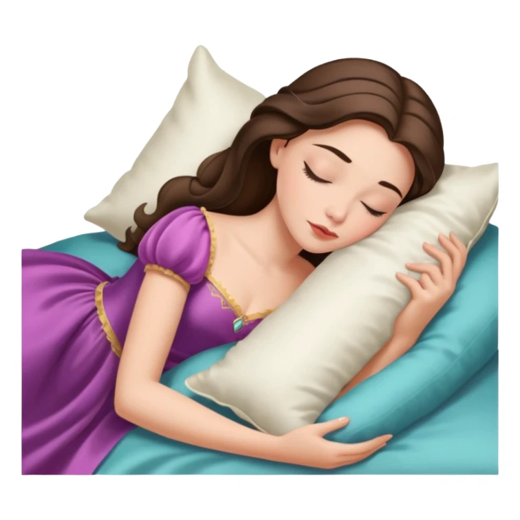 sleeping beauty brunette white girl with a silk pillow sticker