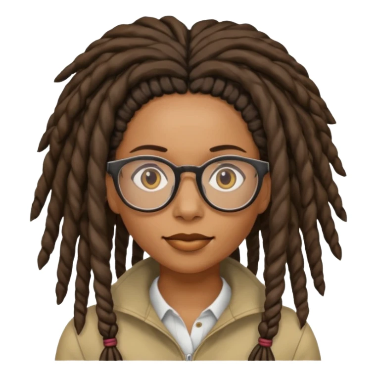 black Dreadlocked librarian lady with glasses sticker