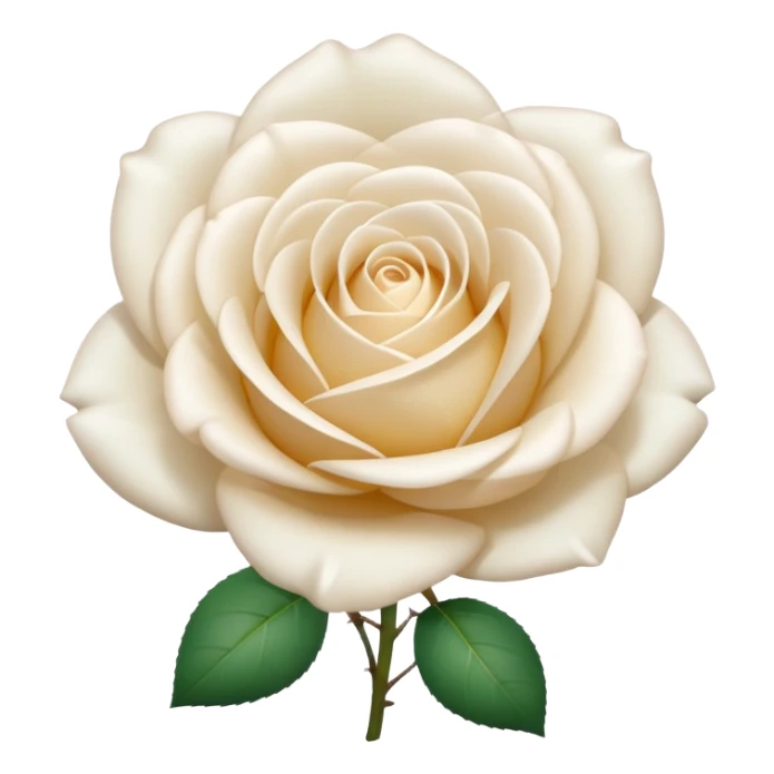 A white rose emoji in iOS emoji style, clean and smooth vector illustration, soft lighting, subtle gradients, minimal and cute, centered, transparent background, high clarity, no outline, no text
 sticker