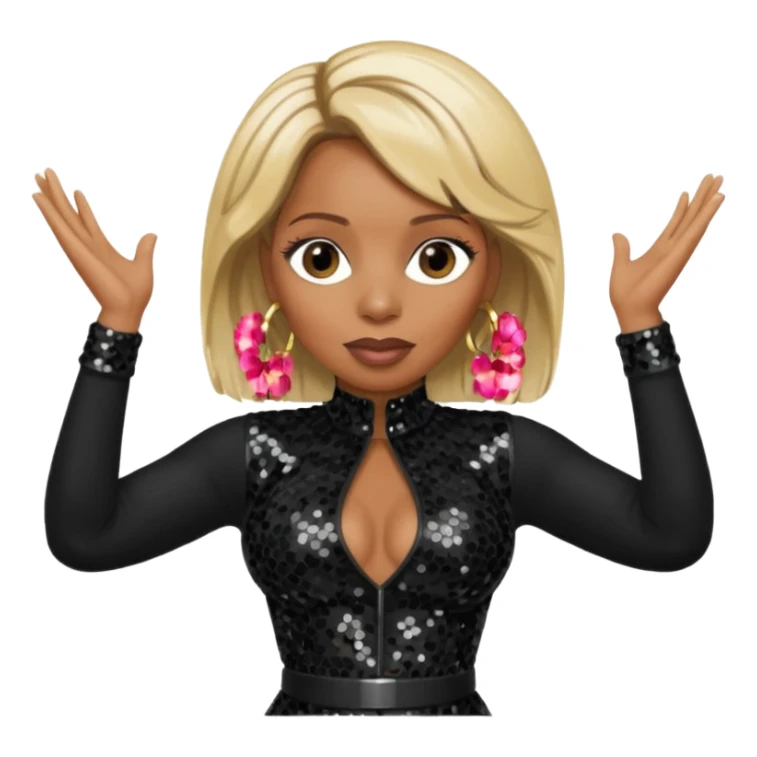 Mary J Blige with blonde hair, black sequin outfit sticker
