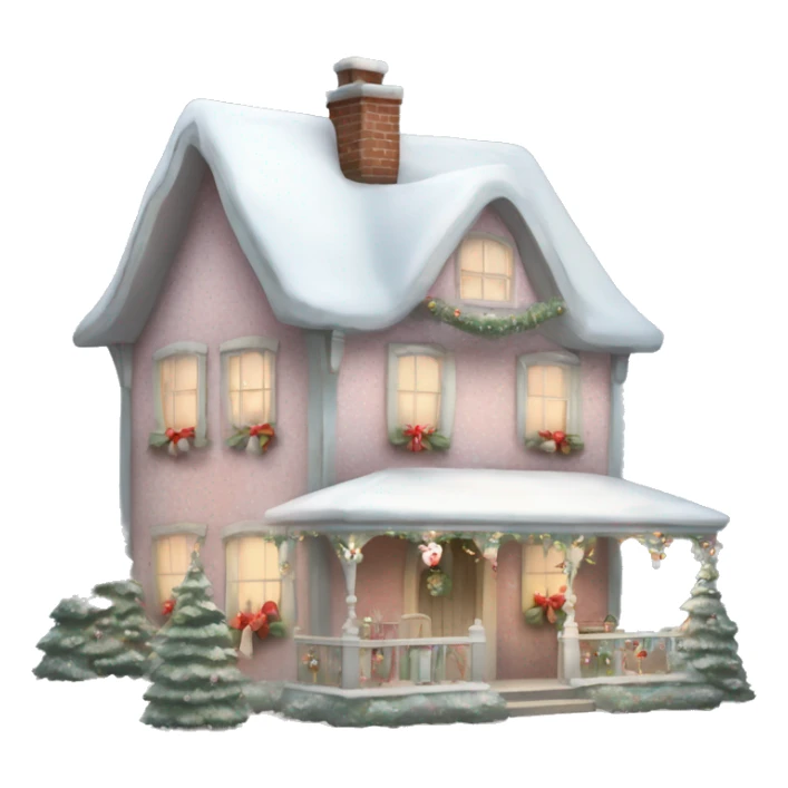 Shabby chic/coquette style Christmas cottage sticker
