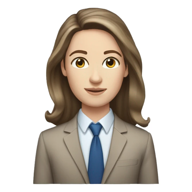 white girl brown hair shoulder length age 40 blue eyes office man sticker